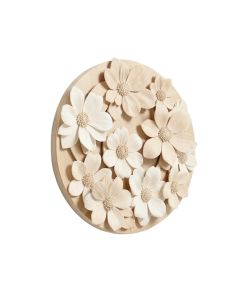 Modern Floral Inspired Round Pine Wall Decor (synthetic illustration; no displayed measurements)