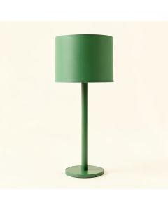 Wren Arc Floor Lamp With A Plain Fabric Shade - Green (synthetic illustration; no displayed measurements)
