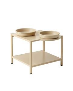 Holly Crest Pet Feeding Stand With Two Plain Empty Bowls - Beige (synthetic illustration; no displayed measurements)