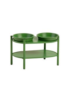 Meadow Dell Pet Feeding Stand With Two Plain Empty Bowls - Green
