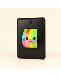 Rainbow Pig Cartoon Cute Pigs Cartoony Anime Style On Black 1-Gang Toggle Light Switch Wall Plate (synthetic illustration; no displayed measurements)