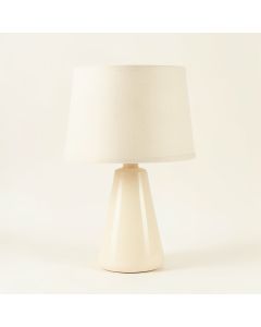 Heath Bridge Table Lamp With A Plain Fabric Shade - Cream (synthetic illustration; no displayed measurements)