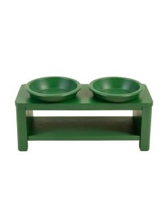 Cove Bluff Pet Feeding Stand With Two Plain Empty Bowls - Green