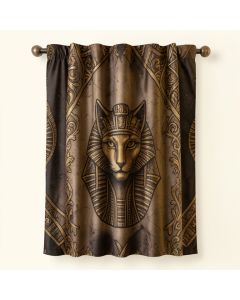 Occult Vintage Legendary Mystical Egyptian Cat Eye Of God Horus Sphinx Icon Design Graphic Print & Text Semi-Sheer Rod Pocket Curtain Panel (synthetic illustration; no displayed measurements)
