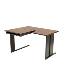 L-Shaped Desk With Monitor Stand Riser (synthetic illustration; no displayed measurements)
