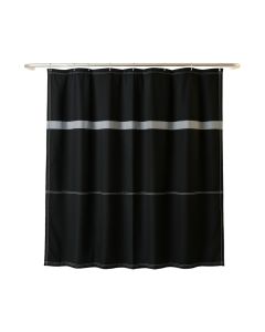 Heath Brook Shower Curtain Hanging Flat From A Plain Rod - Black (synthetic illustration; no displayed measurements)