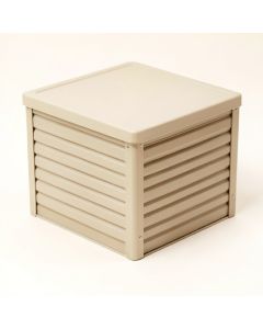 Linden Arc Closed Outdoor Storage Box - Beige (synthetic illustration; no displayed measurements)