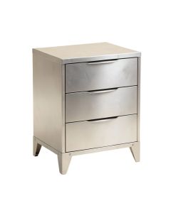 Bohn French Industrial Silver Metal 3-Drawer Nightstand