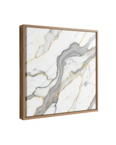 White Marble With Curley Gray And Gold Veins - Painting Print On Canvas