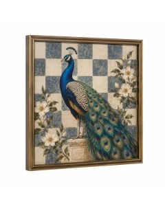 Avesbury Peacock Peafowl Check Framed Art