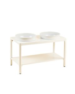 Cove Crest Pet Feeding Stand With Two Plain Empty Bowls - White (synthetic illustration; no displayed measurements)