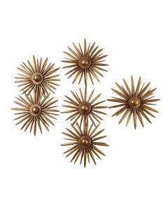 6 Piece Sunburst Decorative Metal Sculpture Hanging Wall Décor Set