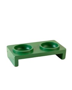 Maple Branch Pet Feeding Stand With Two Plain Empty Bowls - Green