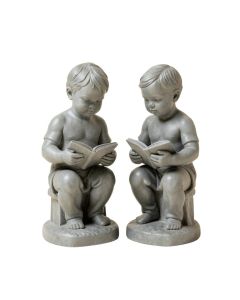Alma Boy And Girl Reading 2 Piece Statue Set