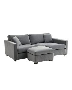 Allisa Right Facing Sectional Sofa . Grey .