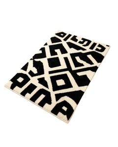 Stach Geometric Tufted Wool Black/Cream Area Rug