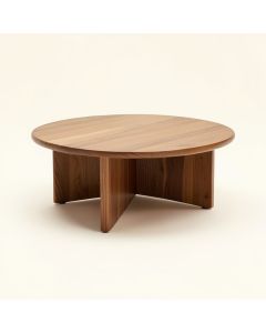 Raymonde Solid Wood Drum Coffee Table (synthetic illustration; no displayed measurements)