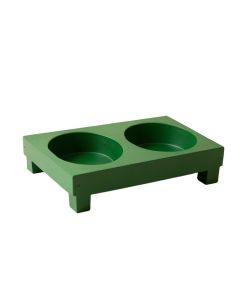 Maple Falls Pet Feeding Stand With Two Plain Empty Bowls - Green