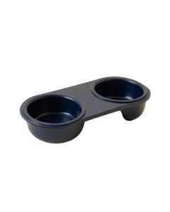 Cedar Field Pet Feeding Stand With Two Plain Empty Bowls - Navy