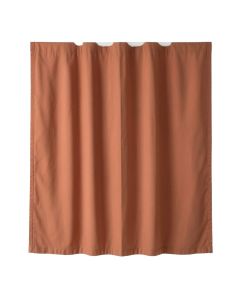 Cedar Crossing Shower Curtain Hanging Flat From A Plain Rod - Terracotta