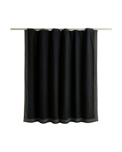 Cedar Brook Shower Curtain Hanging Flat From A Plain Rod - Black (synthetic illustration; no displayed measurements)