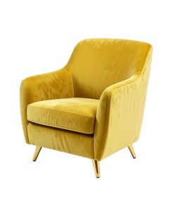 Modern Soft Velvet Material Yellow Ergonomics Accent Chair