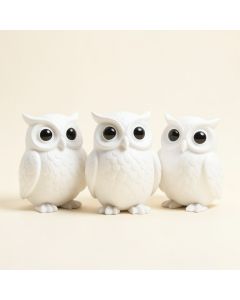 3 Piece Carder Fat Baby Owls Figurine Set (synthetic illustration; no displayed measurements)