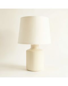 Flint Brook Table Lamp With A Plain Fabric Shade - Ivory (synthetic illustration; no displayed measurements)