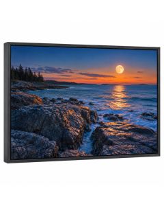 Moon Over Wood End By Michael Blanchette - Picture Frame Photograph Print On Canvas