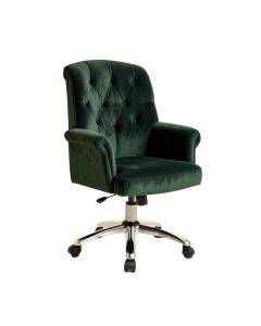 Velvet Office Chair Swivel Home Desk Chair With Wheels Upholstered Tufted Vanity Rolling Task Chair