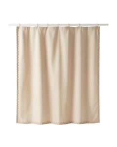 Flint Dale Shower Curtain Hanging Flat From A Plain Rod - Beige (synthetic illustration; no displayed measurements)