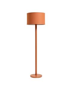 Flint Dale Floor Lamp With A Plain Fabric Shade - Terracotta