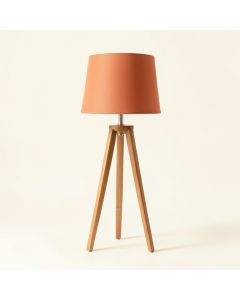 Oak Crest Floor Lamp With A Plain Fabric Shade - Terracotta (synthetic illustration; no displayed measurements)