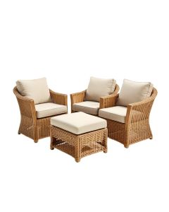 Heon Patio Furniture Outdoor Chair And Ottoman 5 Pieces Rattan Seating Group With Cushions (synthetic illustration; no displayed measurements)