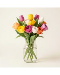 4 Piece Real Touch Tulips Floral Arrangement In Jar Set (synthetic illustration; no displayed measurements)