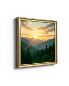 Nature And Landscape Sun Dawn Over Mountains - Graphic Art Print (synthetic illustration; no displayed measurements)