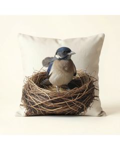 Avian Bird On Nest Throw Pillow (synthetic illustration; no displayed measurements)