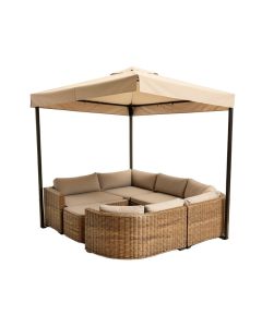 Patio Furniture Round Outdoor Rattan Sectional Sofa Set With Retractable Canopy (synthetic illustration; no displayed measurements)
