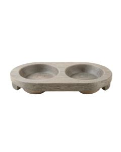Brook Bend Pet Feeding Stand With Two Plain Empty Bowls - Gray