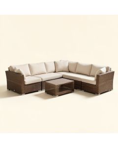 Abbdelrahmane Patio 5 Piece Sectional Seating Group With Cushions (synthetic illustration; no displayed measurements)
