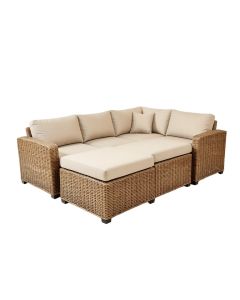 Amende 122 '' Wide Wicker Patio Sectional With Cushions (synthetic illustration; no displayed measurements)