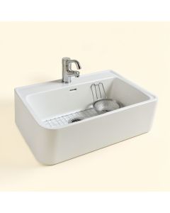 30 '' L X 20 '' W Farmhouse Kitchen Sink With Sink Grid And Basket Strainer (synthetic illustration; no displayed measurements)