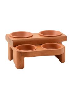 River Crest Pet Feeding Stand With Two Plain Empty Bowls - Terracotta