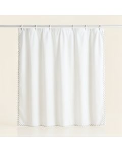 Hill Edge Shower Curtain Hanging Flat From A Plain Rod - White (synthetic illustration; no displayed measurements)