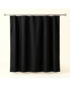 Fern Dale Shower Curtain Hanging Flat From A Plain Rod - Black (synthetic illustration; no displayed measurements)