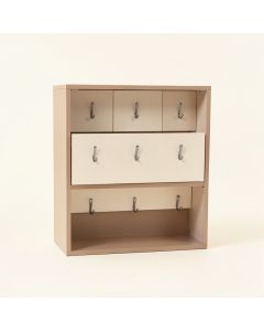 Jewelry Organizer With 30 Hooks And Cosmetics Shelf (synthetic illustration; no displayed measurements)