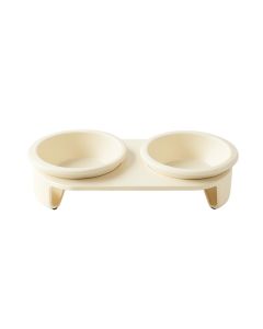 Sage Bridge Pet Feeding Stand With Two Plain Empty Bowls - Ivory (synthetic illustration; no displayed measurements)
