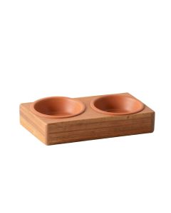 Dawn Bridge Pet Feeding Stand With Two Plain Empty Bowls - Terracotta