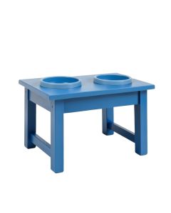 Willow Bridge Pet Feeding Stand With Two Plain Empty Bowls - Blue