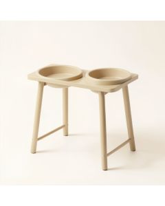 Dune Edge Pet Feeding Stand With Two Plain Empty Bowls - Beige (synthetic illustration; no displayed measurements)